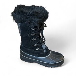 Khombu Nordic 2 women's black suede leather winter snow boots size 7M